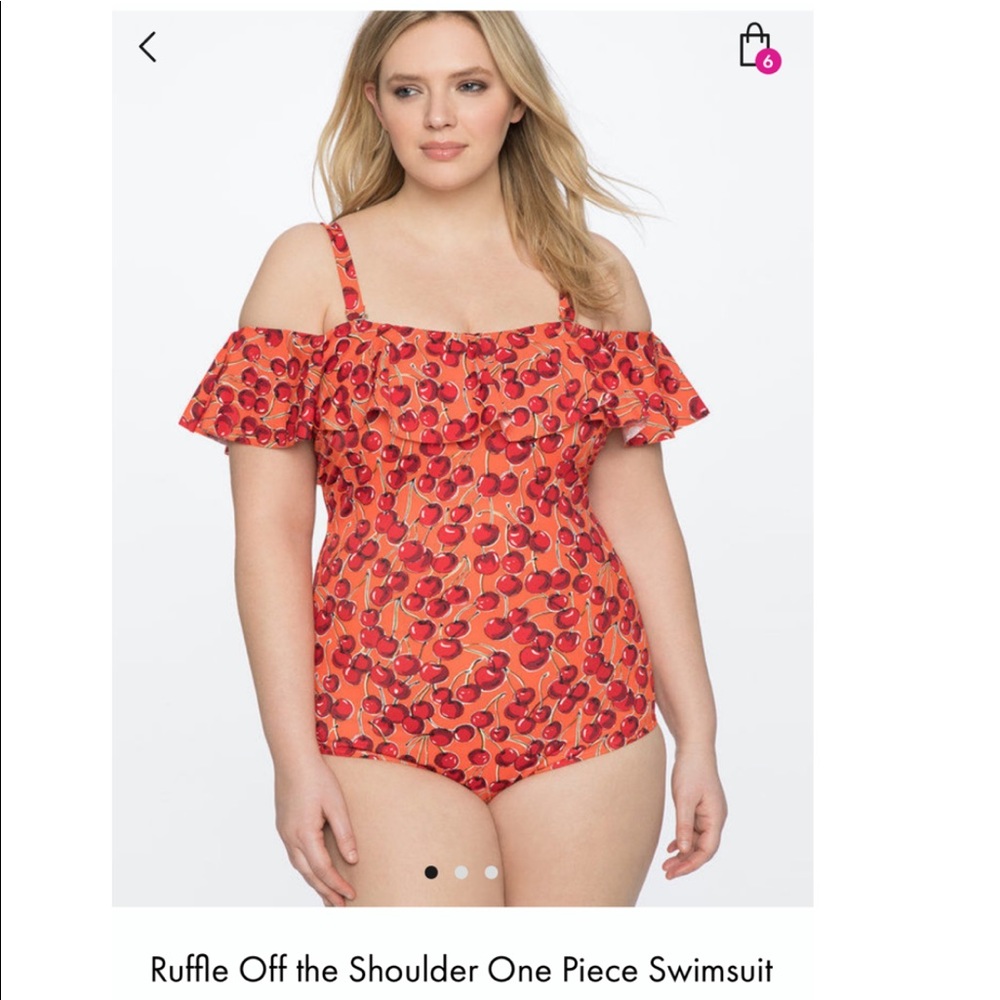 Eloquii Ruffle Off the Shoulder One Piece Swimsuit with removable straps